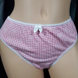 VINTAGE Sissy Brief Panty PINK GINGHAM CHECKER Coquette Cotton LARGE